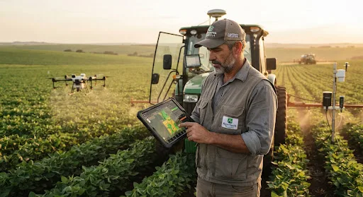 Productores usando la plataforma en el campo